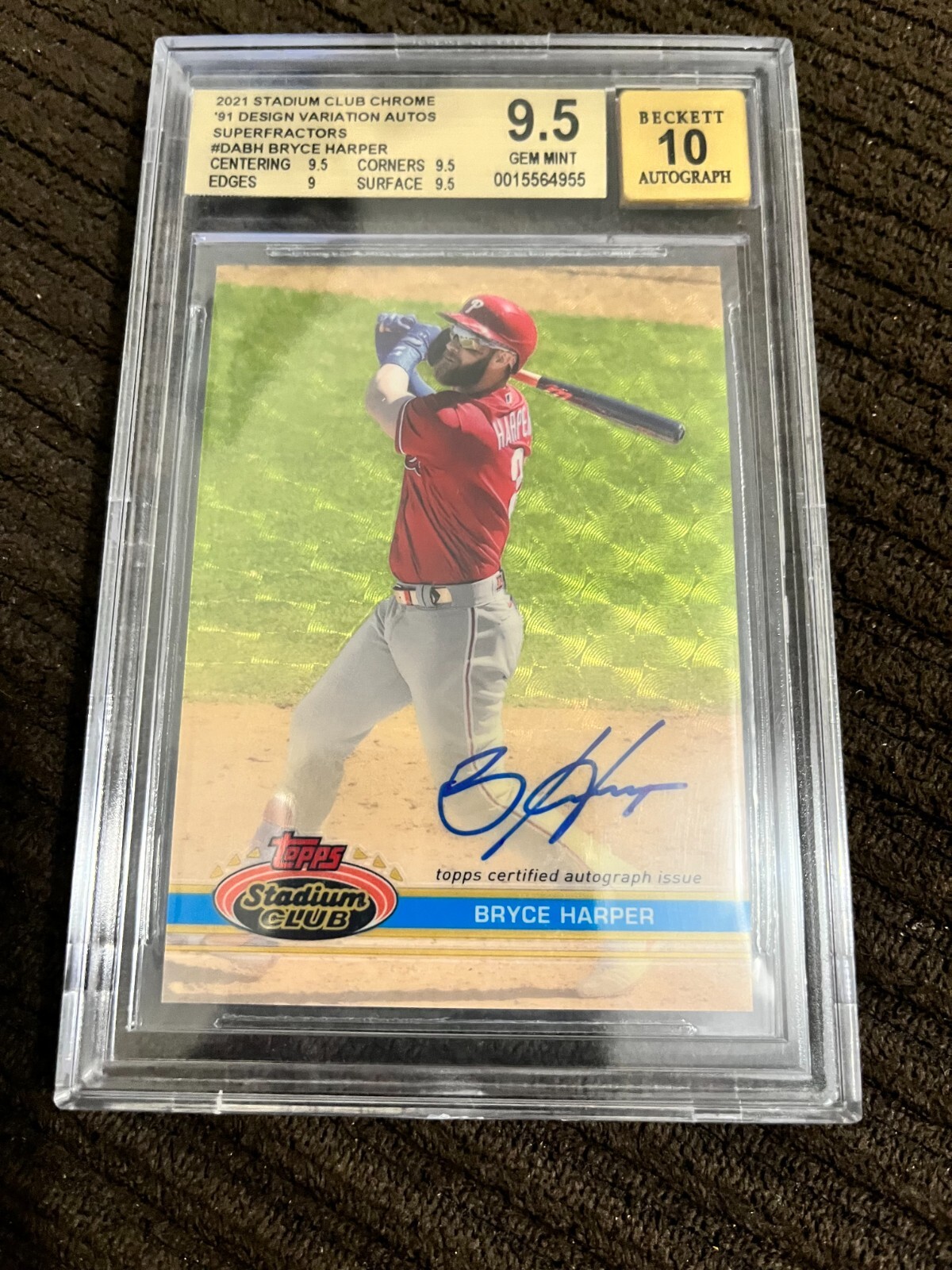 2021 topps stadium club chrome Bryce Harper 91' design superfractor