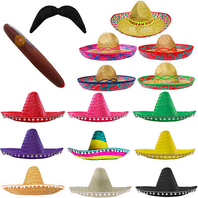 MEXICAN SOMBRERO FIESTA FANCY DRESS CHOOSE MEXICO STRAW HAT CIGAR