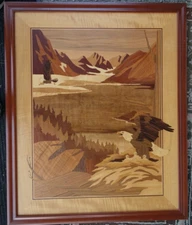 Hudson River Inlay Marquetry "High Country Home 857" Large 38x 28!