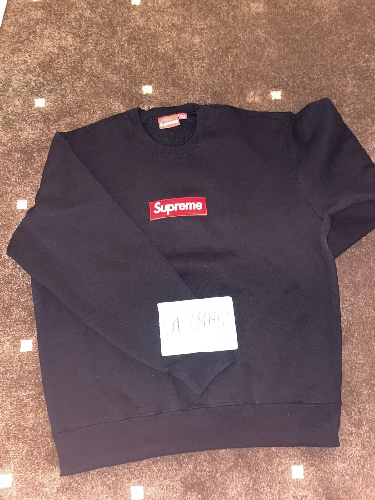 Sweat shirt à col crevette noir logo Supreme Box taille extra large XL À LA MAIN ✅