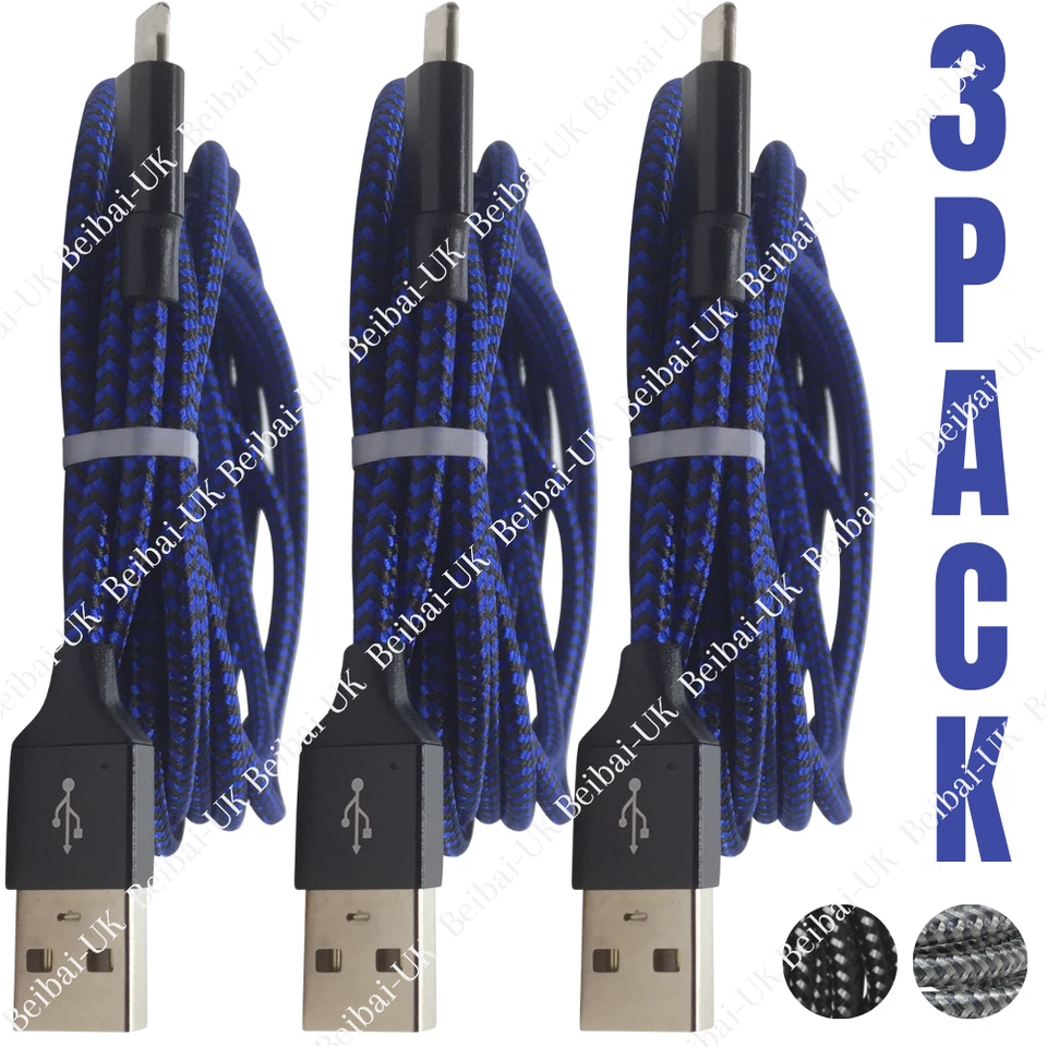 Paquete de 3 cables de carga USB de alta resistencia cable de carga de 6 pies para iPhone 11 XR 8 7 6 iPad Foto 2 de 4