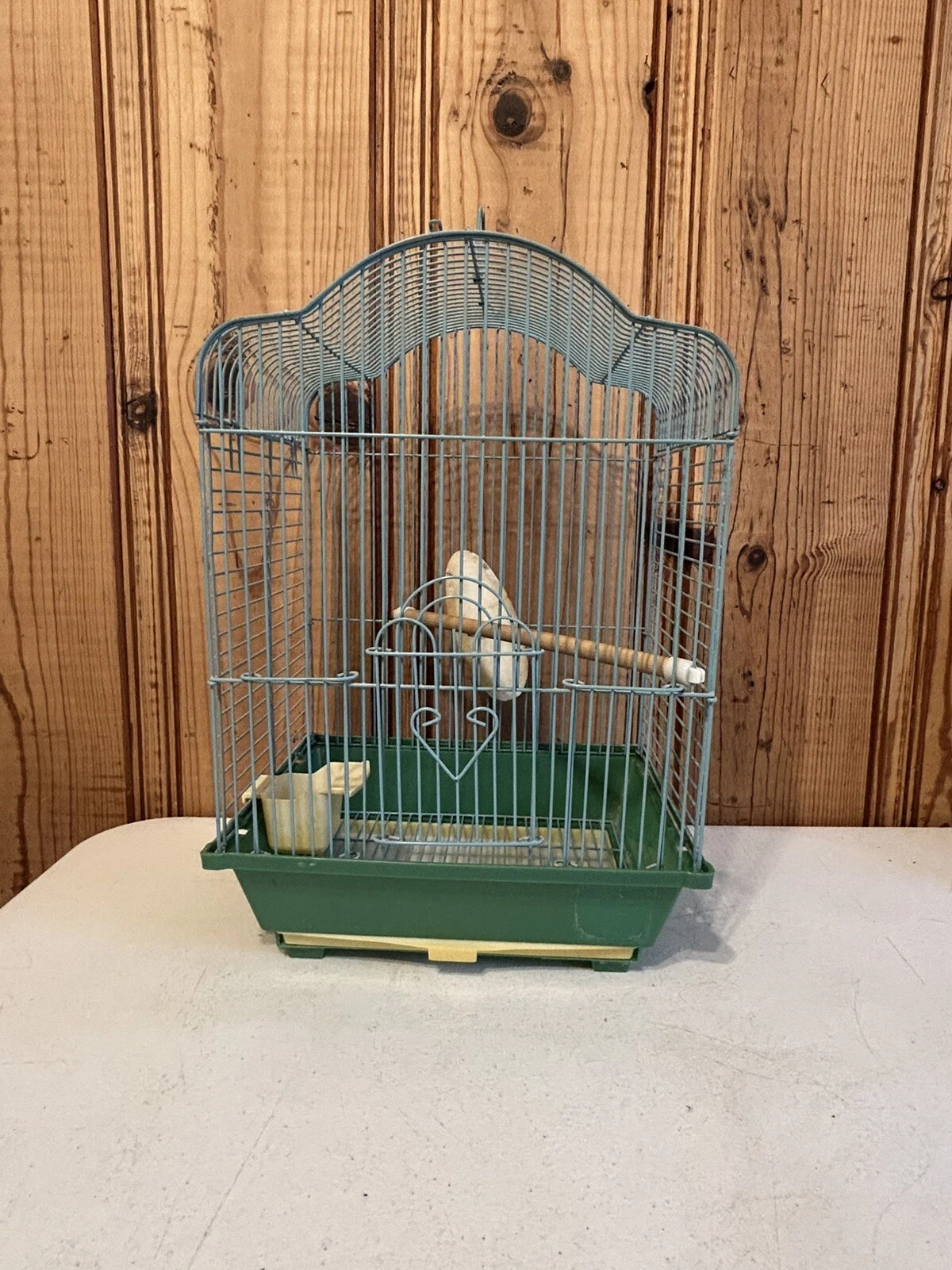 Vintage Wire, Birdcage/small pet , Medium, Blue & Green 17" tall travel cage