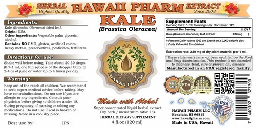 Kale, Red Spiderling (Brassica Oleracea) Tincture. Alcohol-Based. Hawaii Pharm. - Picture 2 of 7
