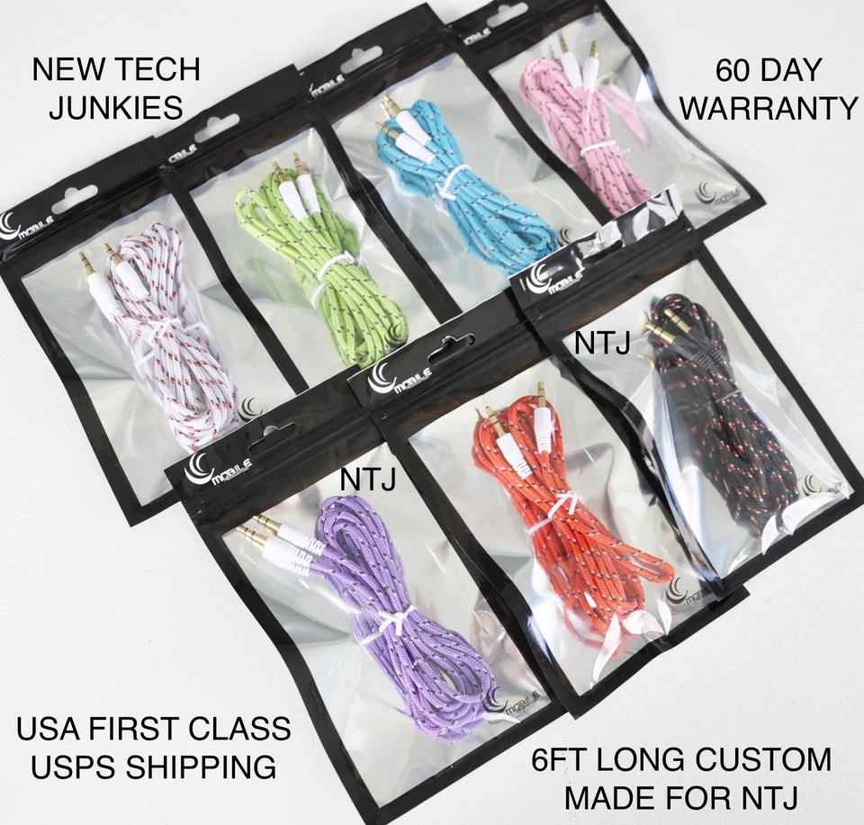 3.5mm male stereo audio aux auxiliary cable for iPhone 6 plus 5c 4s mp3 iPod - Image 3 of 3