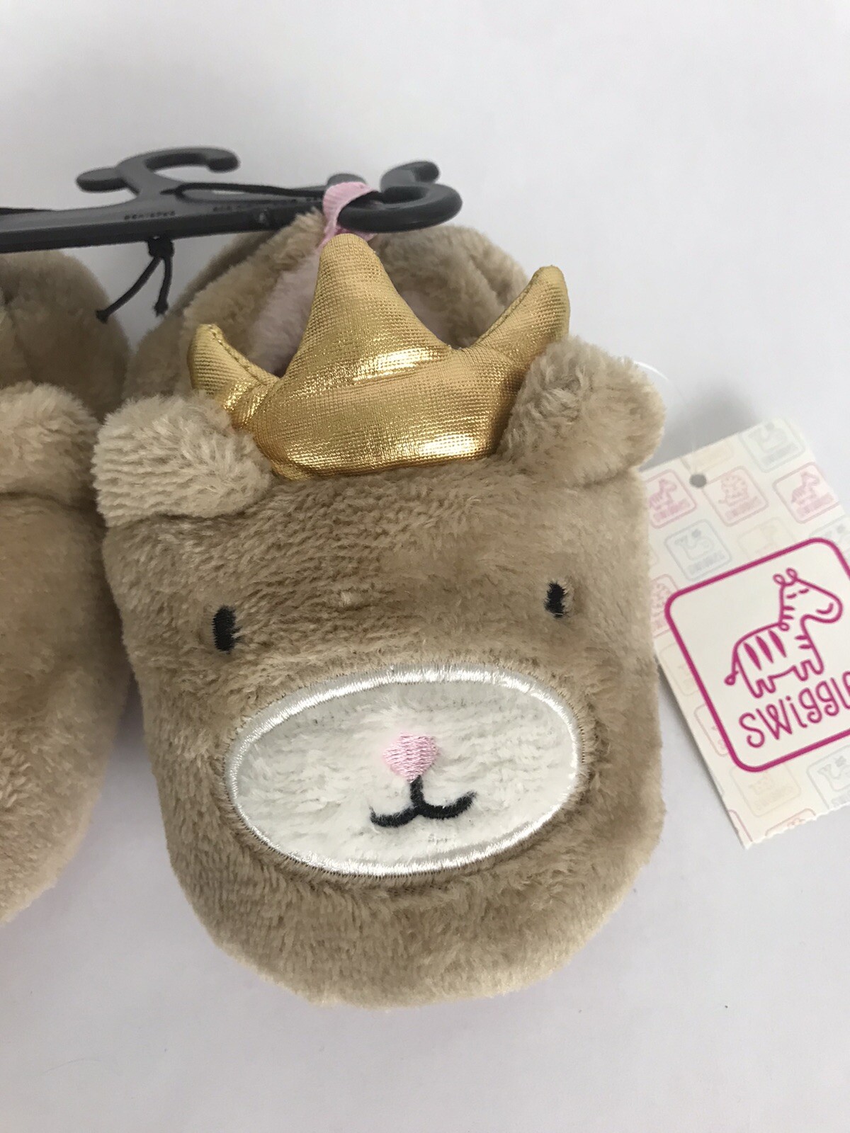 PANTOFOLA D’ORO Pantofole bambina con corona oro slip on marrone morbide fuzzy regalo taglia 3 5 6