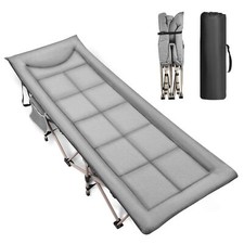 Single Folding Bed Camping Travel Heavy Duty Adult Lightweight With Mattress UK