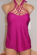 NWT Island Escape Swimsuit Tankini 2pc Set Sz 16 Paradise Macrame Plum