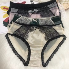 5 Pack Lot Womens Seamless Lace Satin Panties Underwear Sheer Brief Lingeries