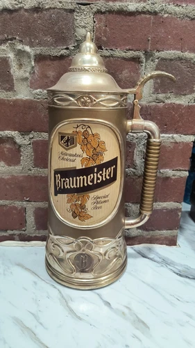 Vintage Braumeister Beer Plastic Stein Sign Bar Man Cave Brewing Keg Tavern