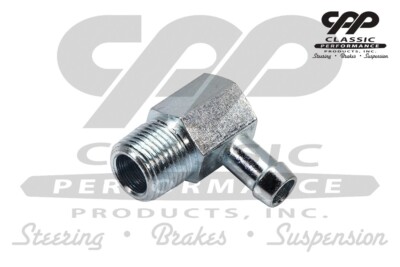 POWER BRAKE VACUUM SUPPLY FITTING SINGLE 3/8 PORT NPT THREAD 90 DEGREE ZINC