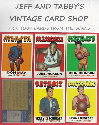 1971-72 TOPPS BASKETBALL CARDS & STICKER /C DROP DOWN MENU 4 CARD U WILL RECEIVE