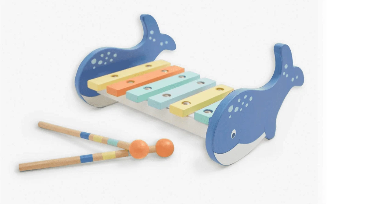 JOJO MAMAN BEBE WOODEN WHALE XYLOPHONE MUSICAL INSTRUMENT TOY