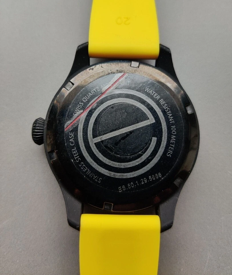 ESQ Movado One Watch Unisex BlackYellow Dial Yellow Silicone Band - Image 3 of 4