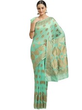 Women's Silk Blend Casual Saree With Unstitched Blouse Piece