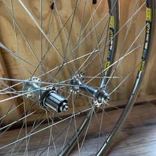 90s Custom Road Zipp Carbon World Class Ti Mavic 700C Wheelset 100 130 QR Gold