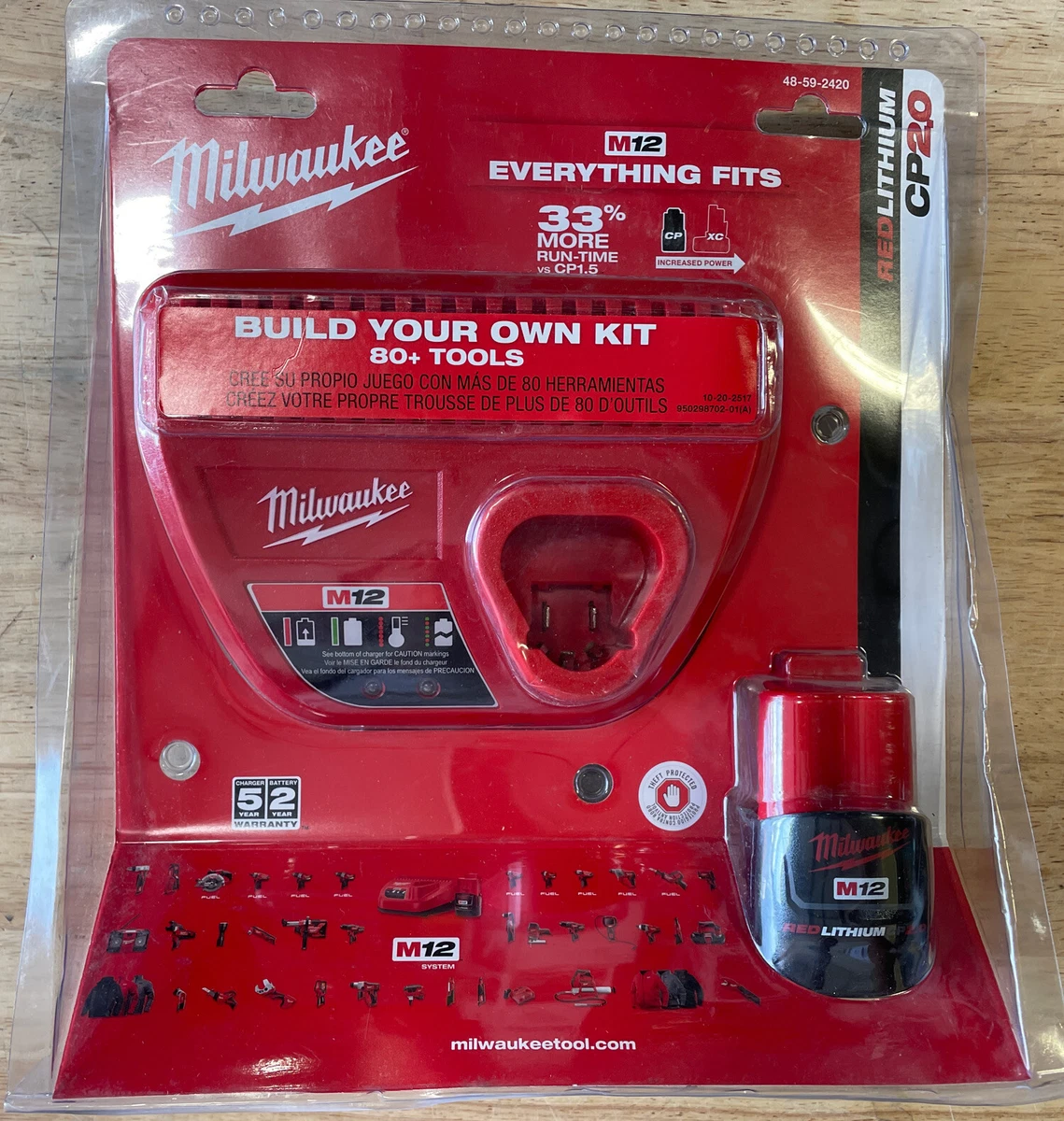 Milwaukee M12 Battery 2.0Ah Charger Kit 48 59 2420 NEW eBay