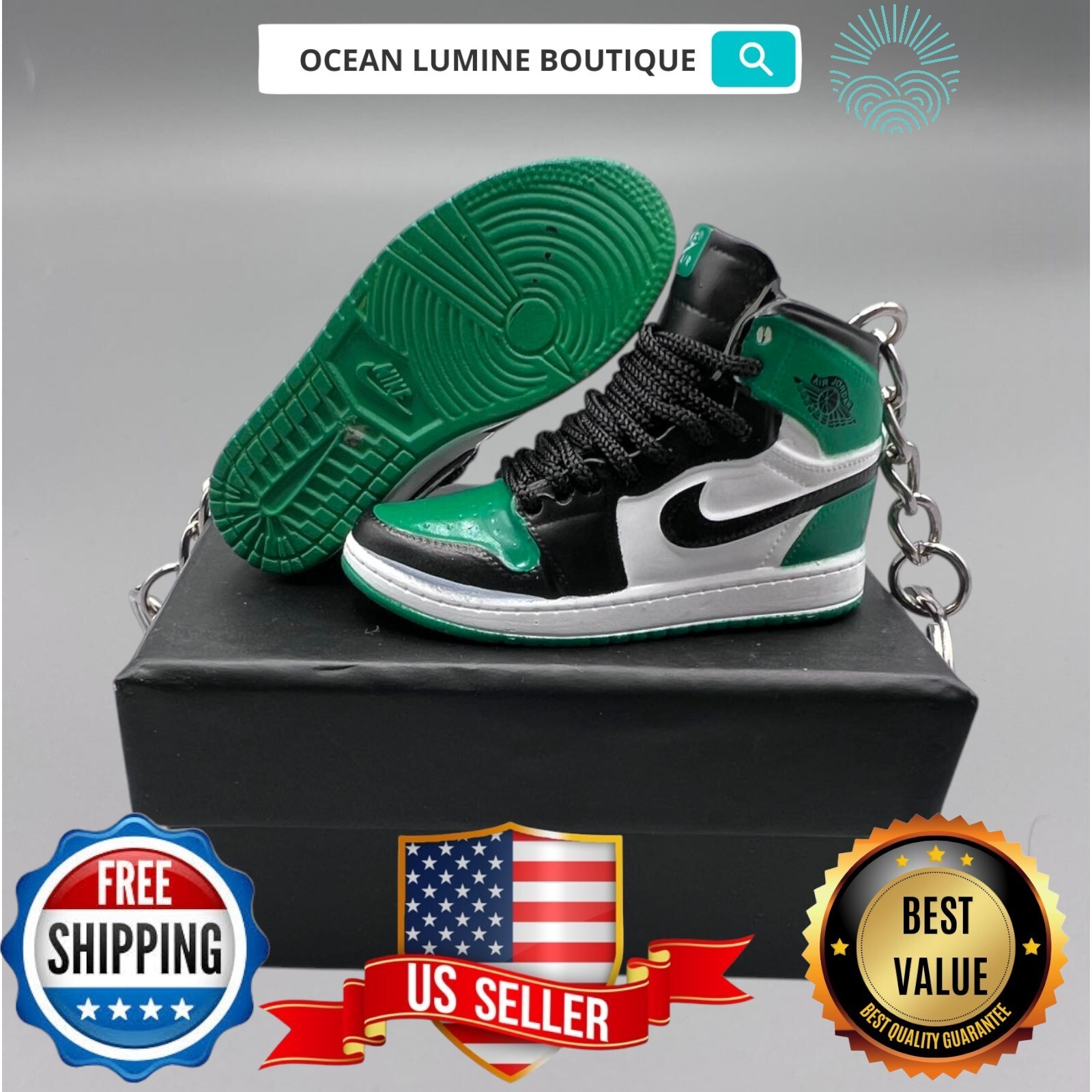 Air Jordan 3D Mini Sneaker Keychain, Basketball Sneaker Collectible, Box Options