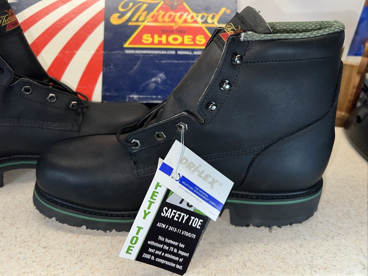 Thorogood Work Boots American Union Mens Size 10D Black Safety Toe