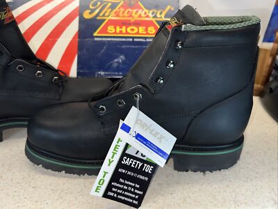 Thorogood Work Boots American Union Mens Size 10D Black Safety Toe