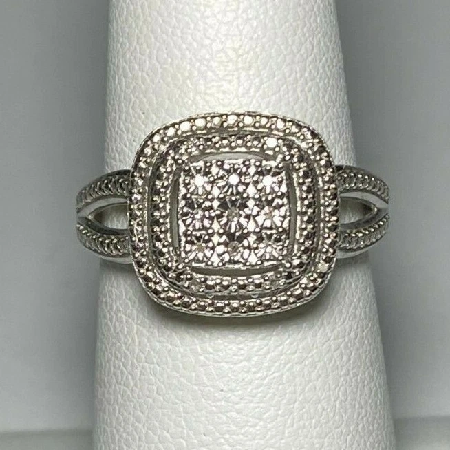 Sterling silver genuine diamond ring deals