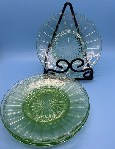 Vintage Uran Vaseline 6" Glas Untertassen 4er Set - Bild 3 von 5