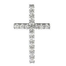 Diamond Cross Pendant .25 Ct. TDW 14K Rose White or Yellow Gold 23.6mm x 12.3mm