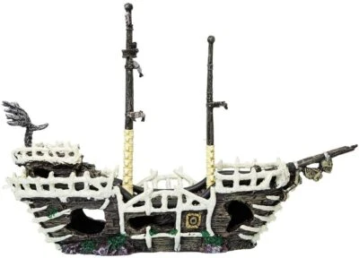 Carefree Fish Aquarium Bubbler Decoration Shipwreck Fish Tank Pirate Ship 20"