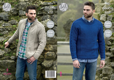 Herren Doppel Strickmuster King Cole Raglanärmel Ripp Cardigan Pullover 4925