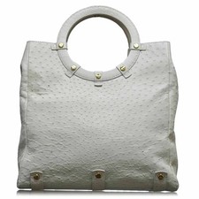 Vbh Jumbo Ostrich Leather Off-white Handbag