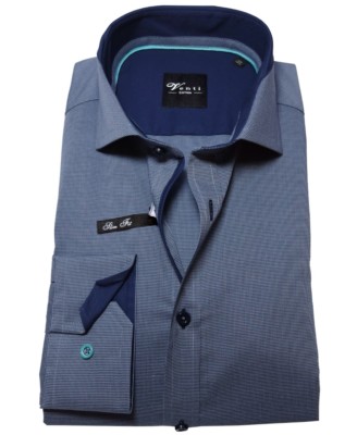 LANGARMHEMD BLAU MINIKARO VENTI EDITION SLIM FIT PATCHES Gr. 40 44 48