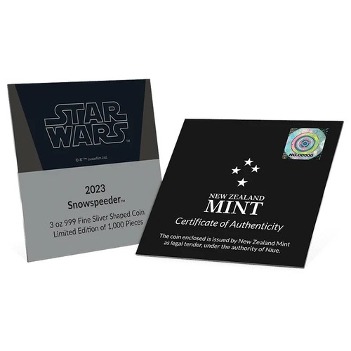 SNOWSPEEDER Mandalorian Vehicles 3 Oz Silver Coin $10 Niue 2023 - Picture 6 of 8