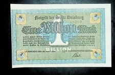 1923 Germany DUISBURG  1 Trillion / 1.000.000.000.000 Mark Banknote