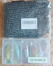 Clear Plastic Hard Case Tackle Box Organizer w/ Assorted Lures, Bag