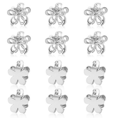 12PCS Small Metal Hair Claw Clips, Silver Mini Hair Clips for Silver Flower
