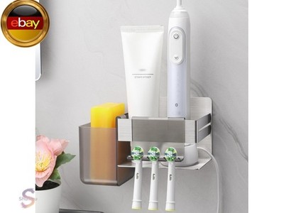 ALOCEO Toothbrush Holder Electric Toothbrush with 2 Hooks, Stainless Steel