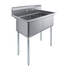 41 in. x 23.5 in. Stainless steel Two Compartment Sink with 18 in. x 18 in. Bowl