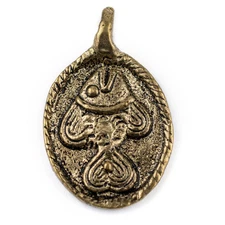 Ghana Brass Fish Charm Pendant 18x30mm African Large Hole Handmade