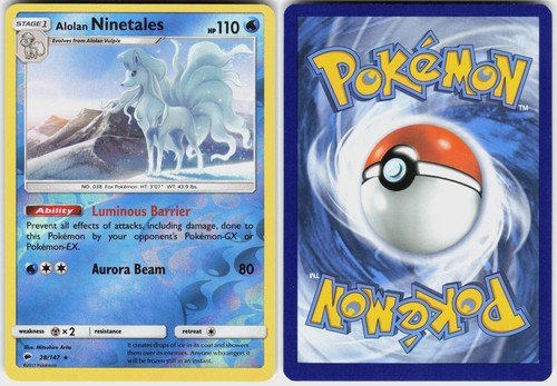 Alolan Ninetales 28/147 Rare Burning Shadows Pokemon Reverse Holo NM