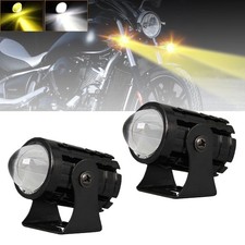 2x Motorcycle LED Fog Lights 10W Dual Color 6000K/3000K IP67 Waterproof