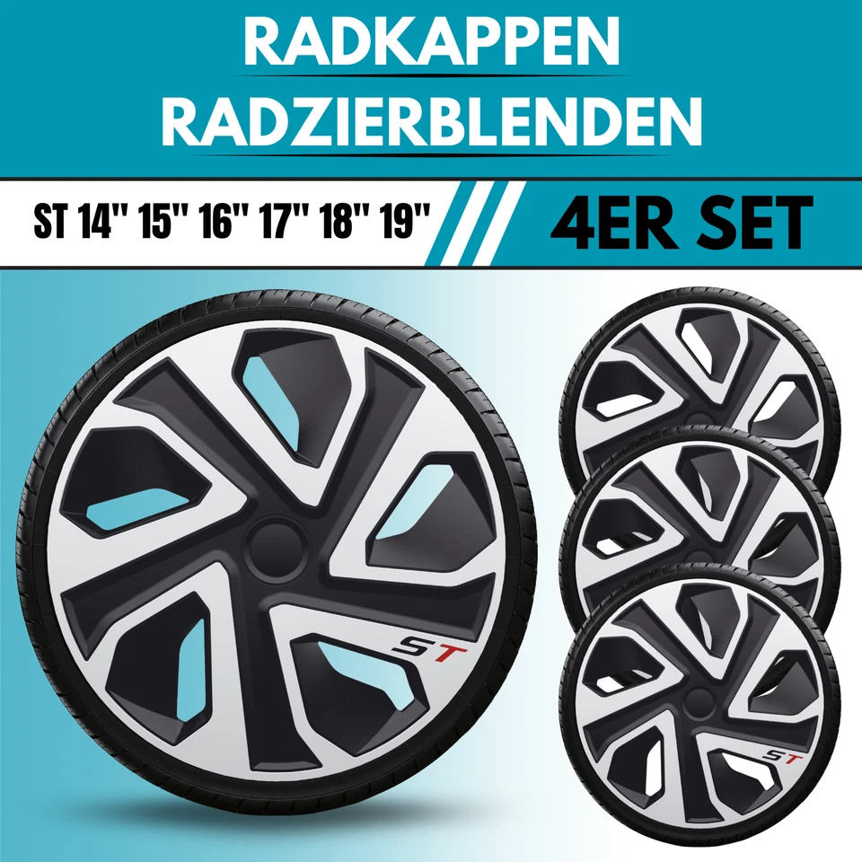 Radkappen Radblenden ST Silver Black 13" 14" 15" 16" 17" 18" 19" Zoll - Bild 2 von 4