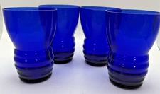 Tumbler Juice Glass Imperial SCHAEFFER Blue Cobalt Ribbed Base Beehive 4.25 READ