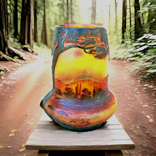  vase paul Nicolas devez  Camille tutré de varreux verre Gravé. Gallé Legras 