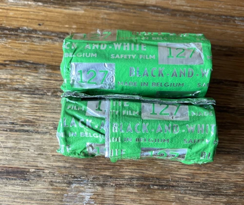 Black and white 127 expired camera film made in Belgium safety film