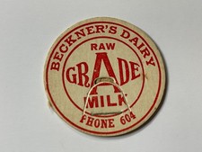 Vintage 1950s Grade A Milk Bottle Top Beckner...