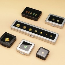 Stainless Steel Loose Diamond Gemstone Display Storage Box Show Case Glass Top