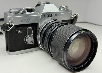 Vintage Canon FT QL SLR 35mm Film Camera W/ Sigma-XQ Multi-Coated 1:3.5 39-80mm