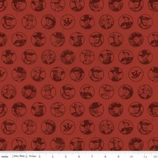 John Wayne American West Circles Red Cotton Fabric