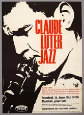 CLAUDE LUTER – rare vintage original Hamburg 1963 jazz concert poster