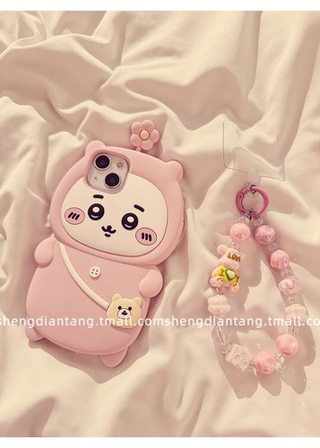 Chiikawa Hachiware 3D Silicone Phone Case For iPhone 12/13/14/15 Pro Max w/Chain - Picture 5 of 14