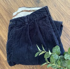 Ralph Lauren Polo Corduroy Pants Men  s 38x31 Hammond Navy Blue Pleated Cuff